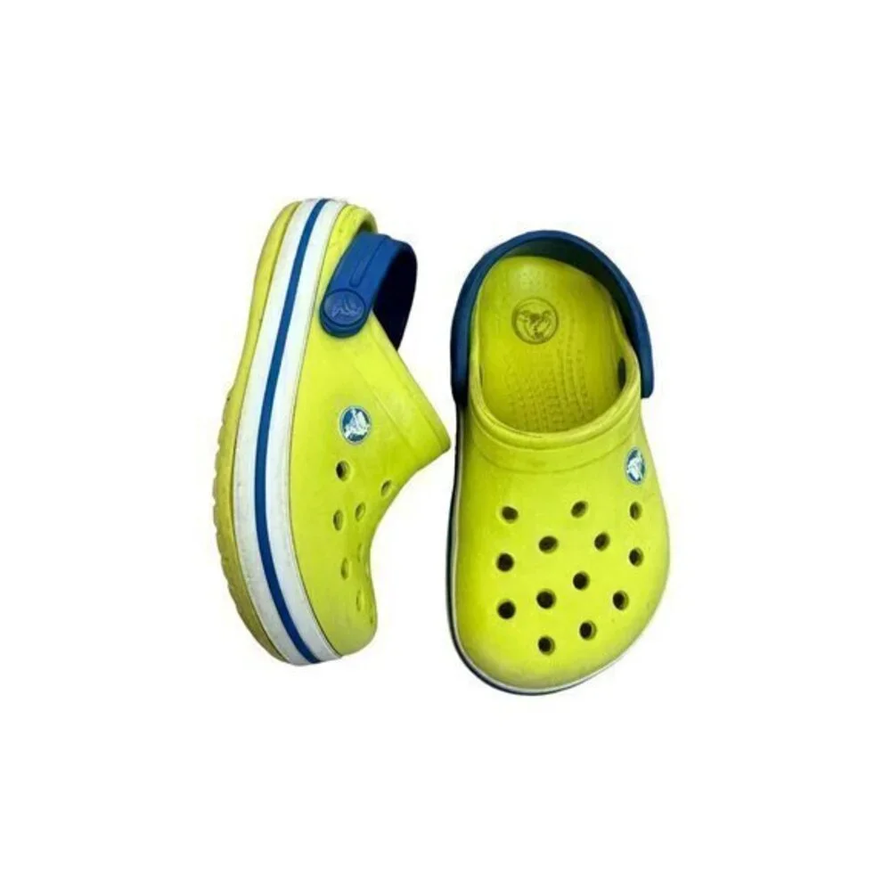 Crocs, Bright Green And Blue Sandals